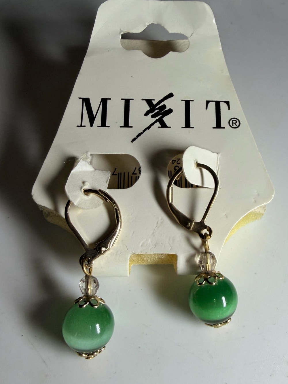 Mixit Green Glass Bead Drop Earrings with Gold-Tone Hooks